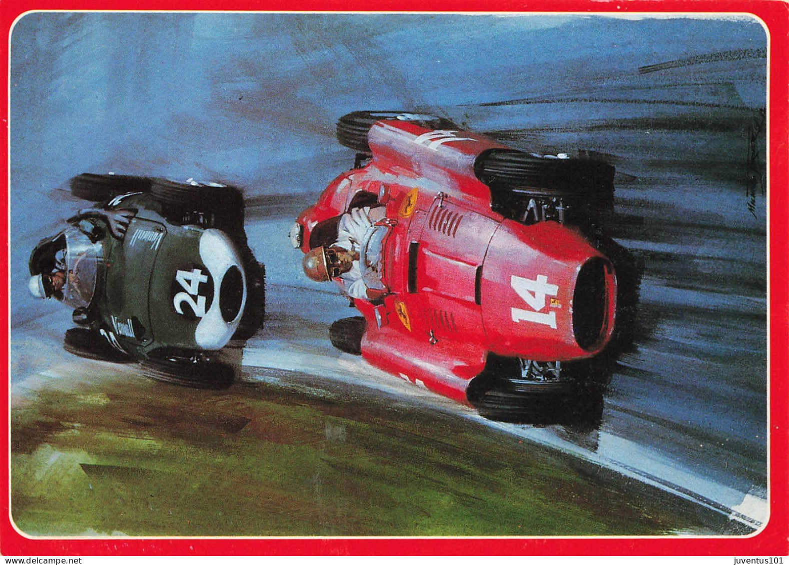 CPSM Collins Sur Ferrari Tipo 801 Au GP De France 1956 Devant Shell Par Michael Turner-Timbre   L2731 - Colecciones Y Lotes