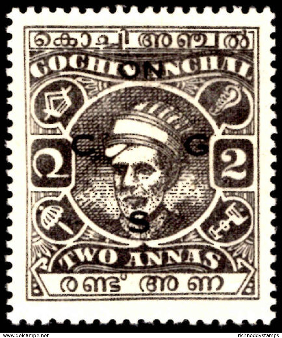 Cochin 1943-44 2a Black Official Lightly Mounted Mint. - Cochin