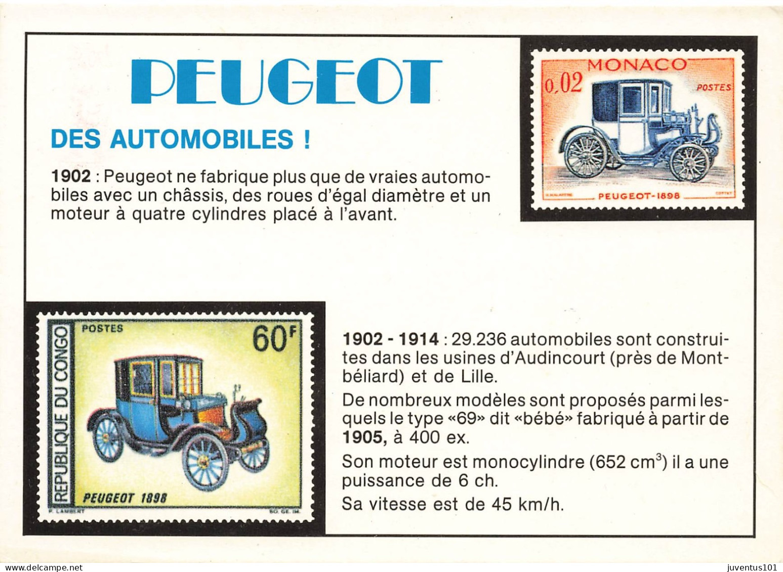 CPSM Histoire De L'Automobile-Série Peugeot-Timbre   L2732 - Collections & Lots