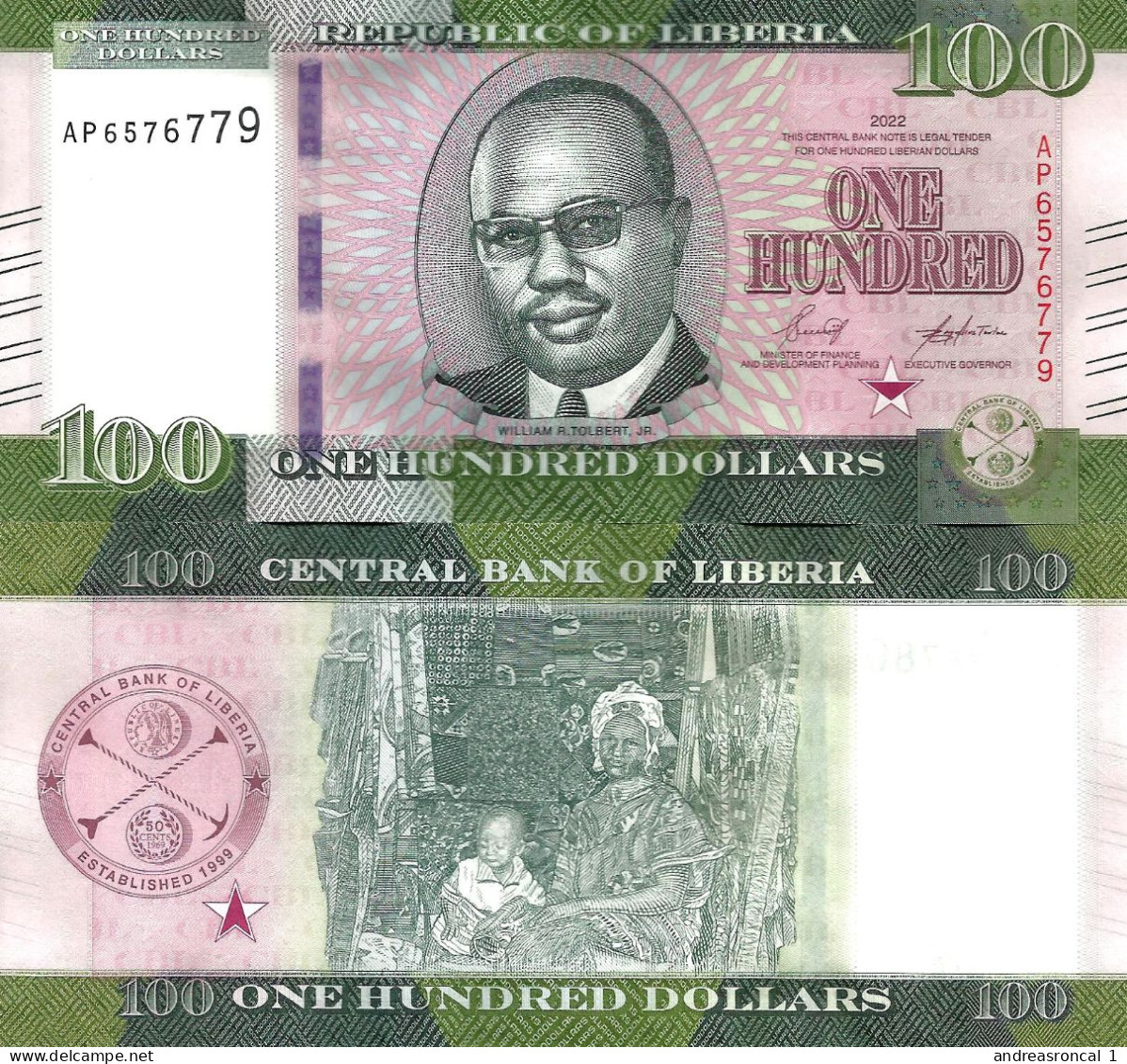 Liberia 100 Dollars 2022 P-41b UNC - Liberia