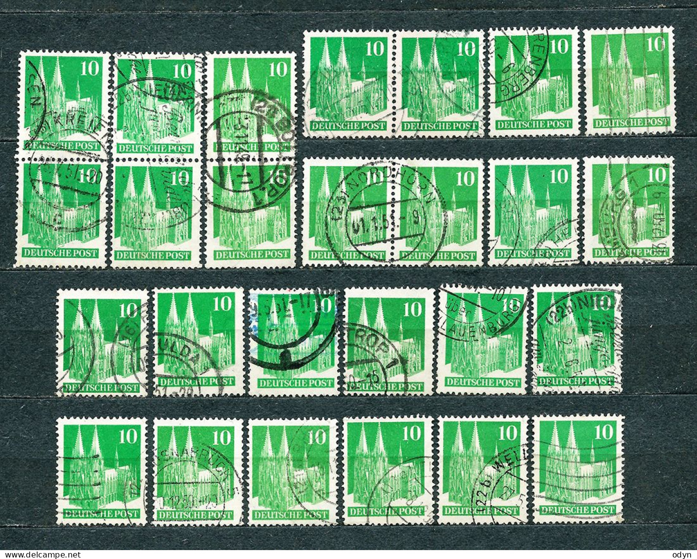 Germany, Am/Brit Zone 1948, Lot Of 282 Stamps From Set MiNr 73 Eg - 97 Eg - Used - Usati