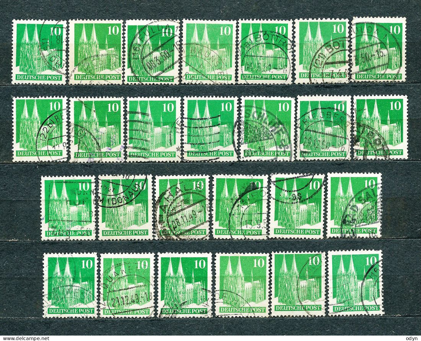 Germany, Am/Brit Zone 1948, lot of 282 stamps from set MiNr 73 eg - 97 eg - used