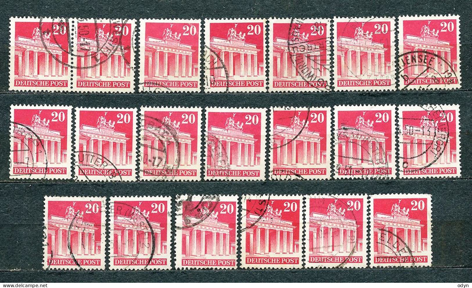 Germany, Am/Brit Zone 1948, lot of 282 stamps from set MiNr 73 eg - 97 eg - used