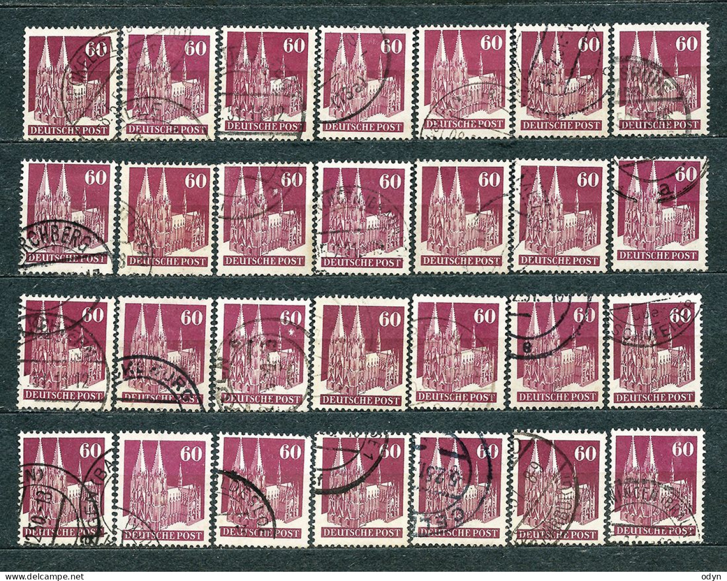 Germany, Am/Brit Zone 1948, lot of 282 stamps from set MiNr 73 eg - 97 eg - used