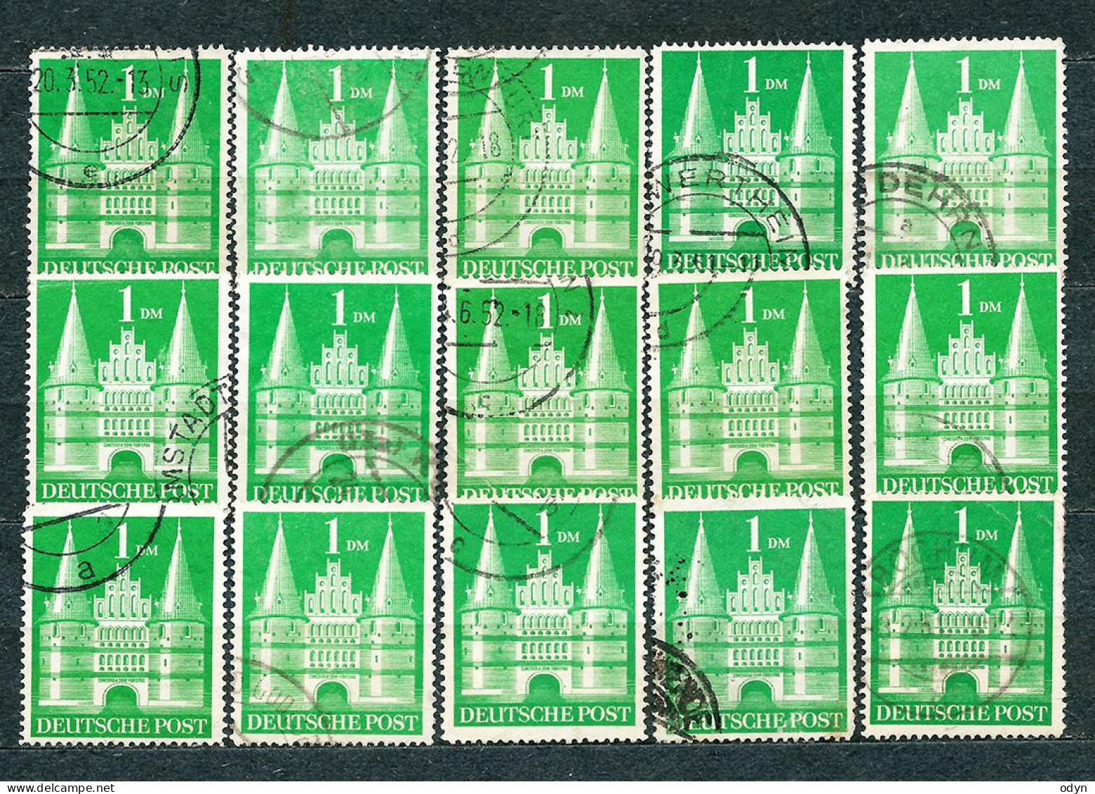 Germany, Am/Brit Zone 1948, lot of 282 stamps from set MiNr 73 eg - 97 eg - used