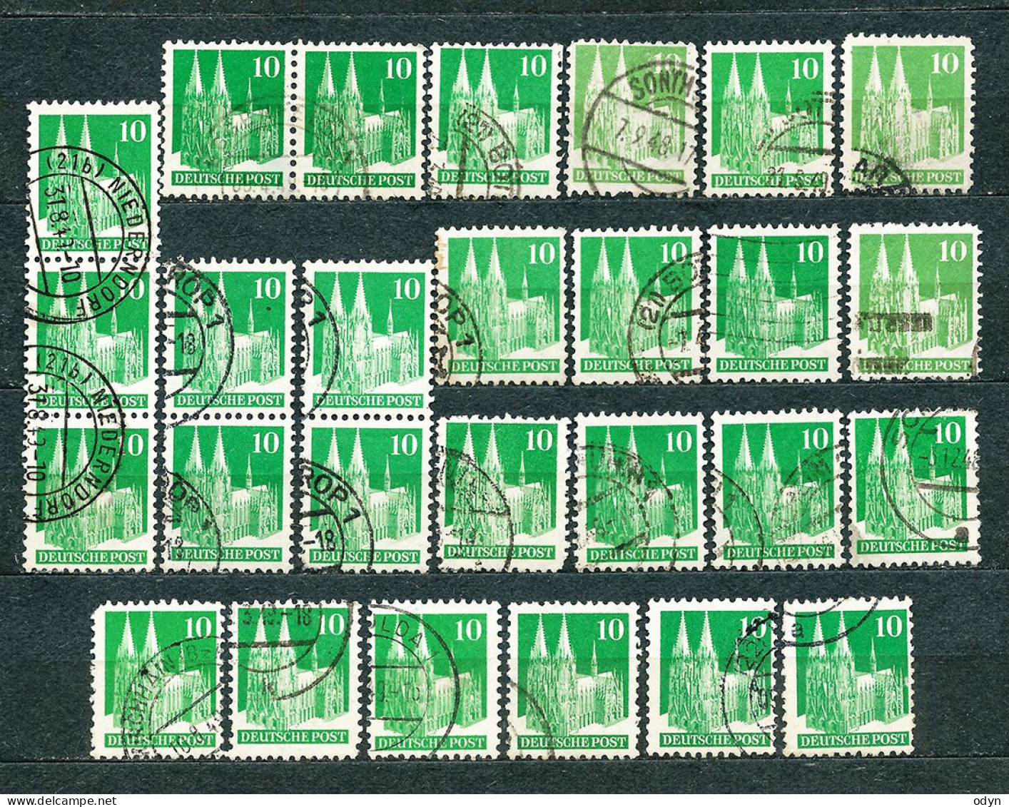 Germany, Am/Brit Zone 1948, lot of 188 stamps from set MiNr 73 wg - 100 wg incl. MiNr 100 I wg - used