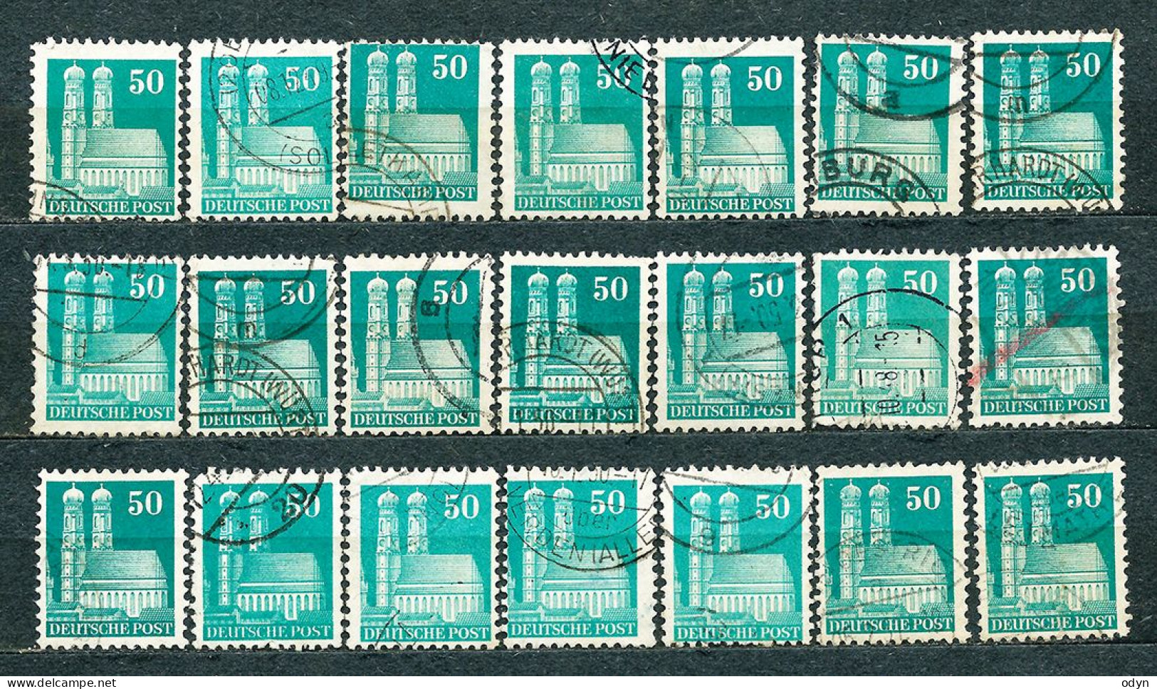 Germany, Am/Brit Zone 1948, lot of 188 stamps from set MiNr 73 wg - 100 wg incl. MiNr 100 I wg - used