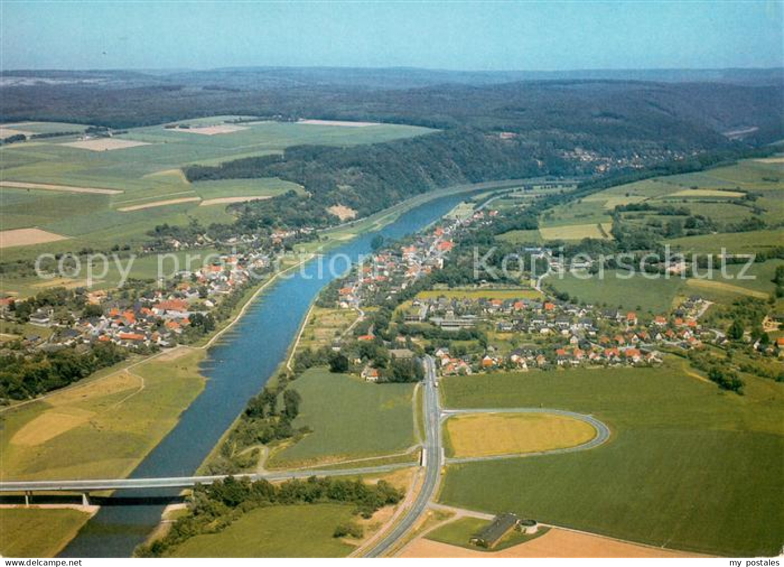 73667597 Herstelle Weser Und Wuergassen Mit Neuer Weserbruecke Fliegeraufnahme H - Beverungen