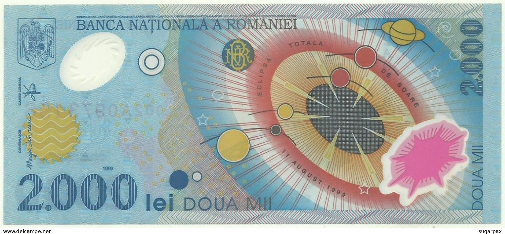 ROMANIA - 2.000 Lei - 1999 - Pick 111.a - Unc. - Série 002C - Total Solar ECLIPSE Commemorative POLYMER - 2000 - Romania