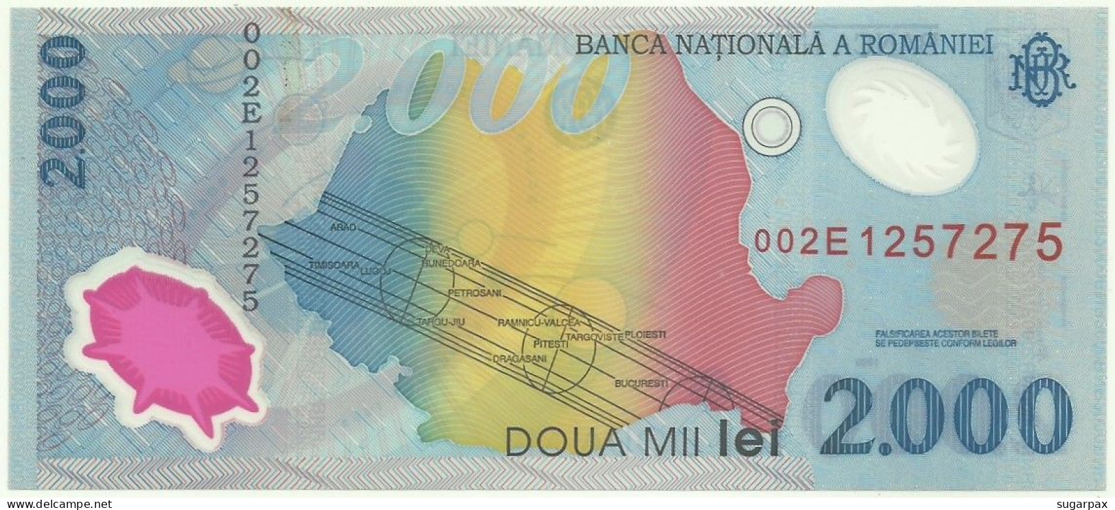 ROMANIA - 2.000 Lei - 1999 - Pick 111.a - Unc. - Série 002E - Total Solar ECLIPSE Commemorative POLYMER - 2000 - Romania