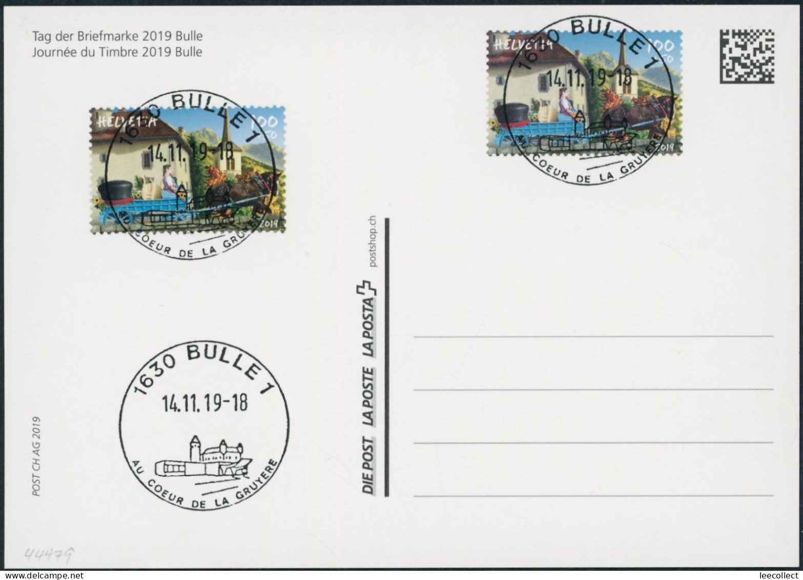 Suisse - 2019 - Tag Der Briefmarke • Bulle - Blockausschnitte - Karte - Combo FDC ET - Ersttag Voll Stempel - Briefe U. Dokumente