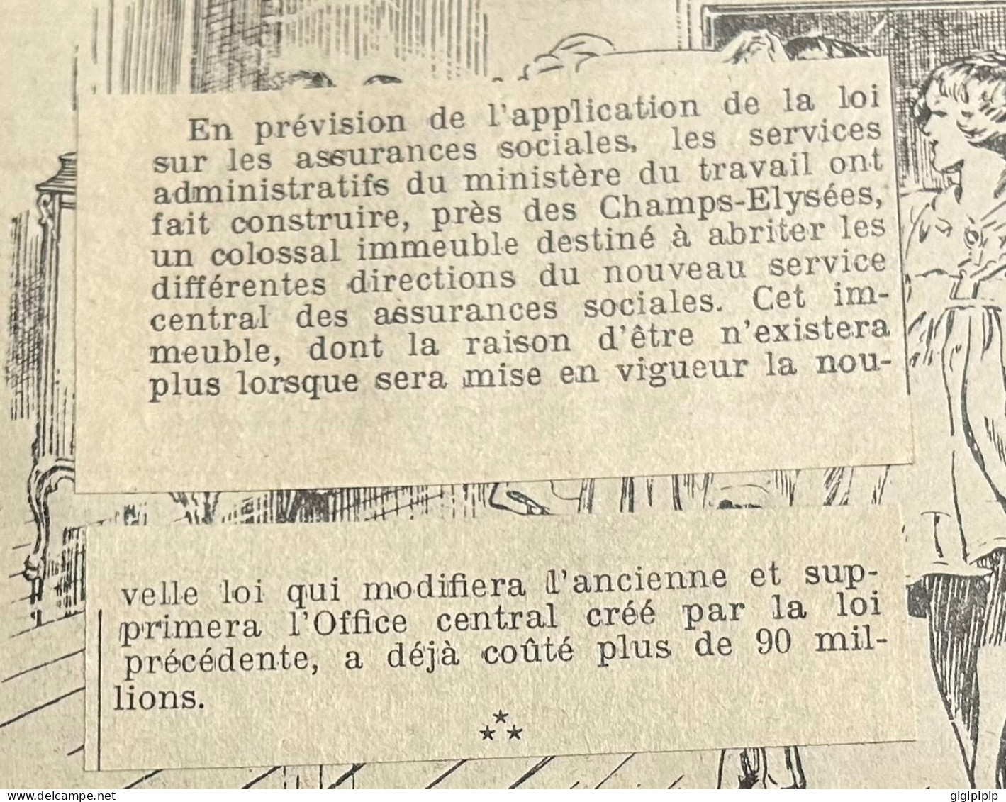 1930 GHI9 BATIMENT CONSTRUIT A PARIS POUR ABRITER LES SERVICES DES ASSURANCES SOCIALES - Collections