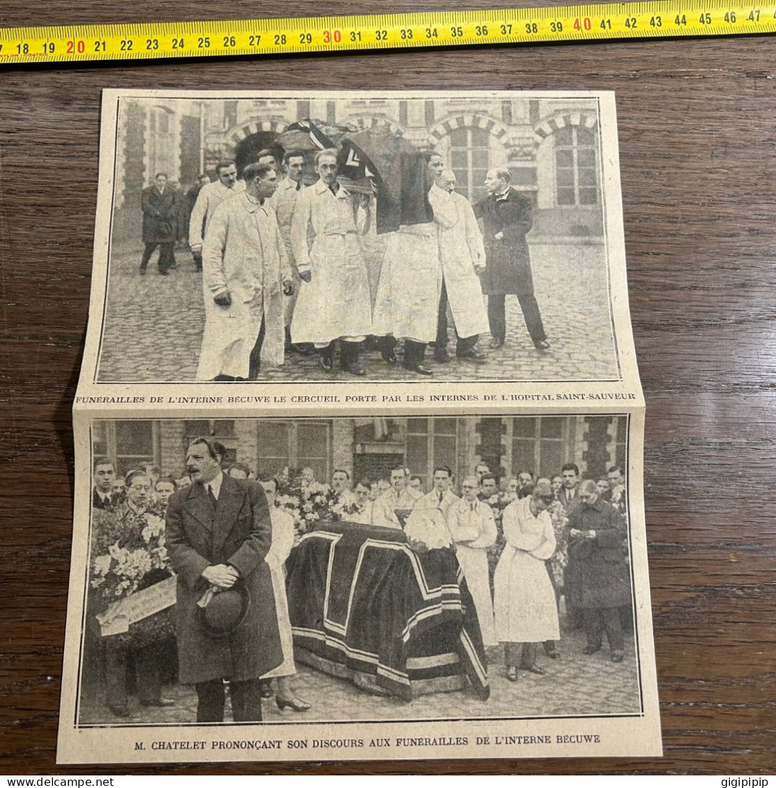 1930 GHI9 FUNERAILLES DE L'INTERNE Gerard BECUWE INTERNES DE L'HOPITAL SAINT-SAUVEUR Lille CHATELET - Collections