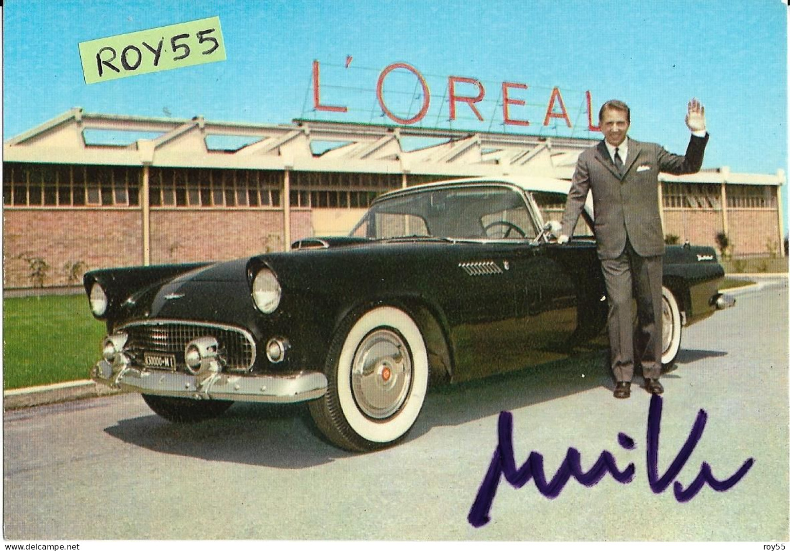 Pubblicita L' Oreal Paris Con Mike Bongiorno Firma In Ciclostile Auto Epoca Americana Stabilimenti L'oreal  (v.retro) - Reclame