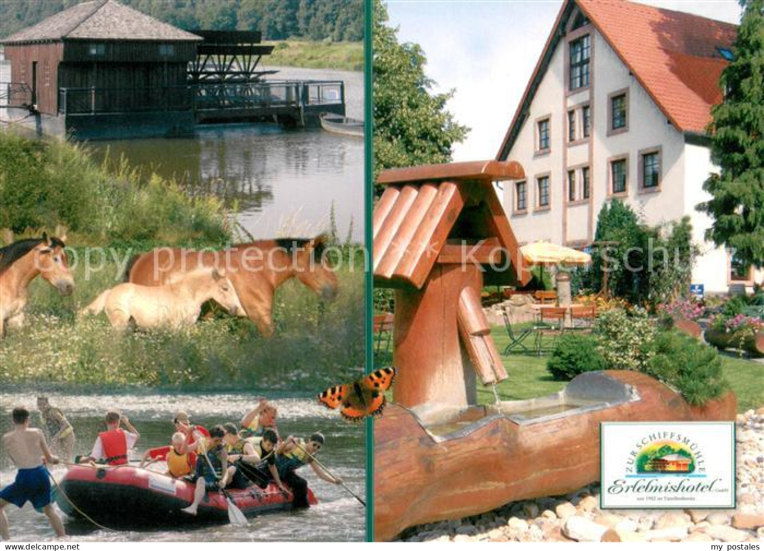 73651387 Hoefgen Erlebnishotel Zur Schiffsmuehle Rafting Pferde Brunnen Hoefgen - Grimma