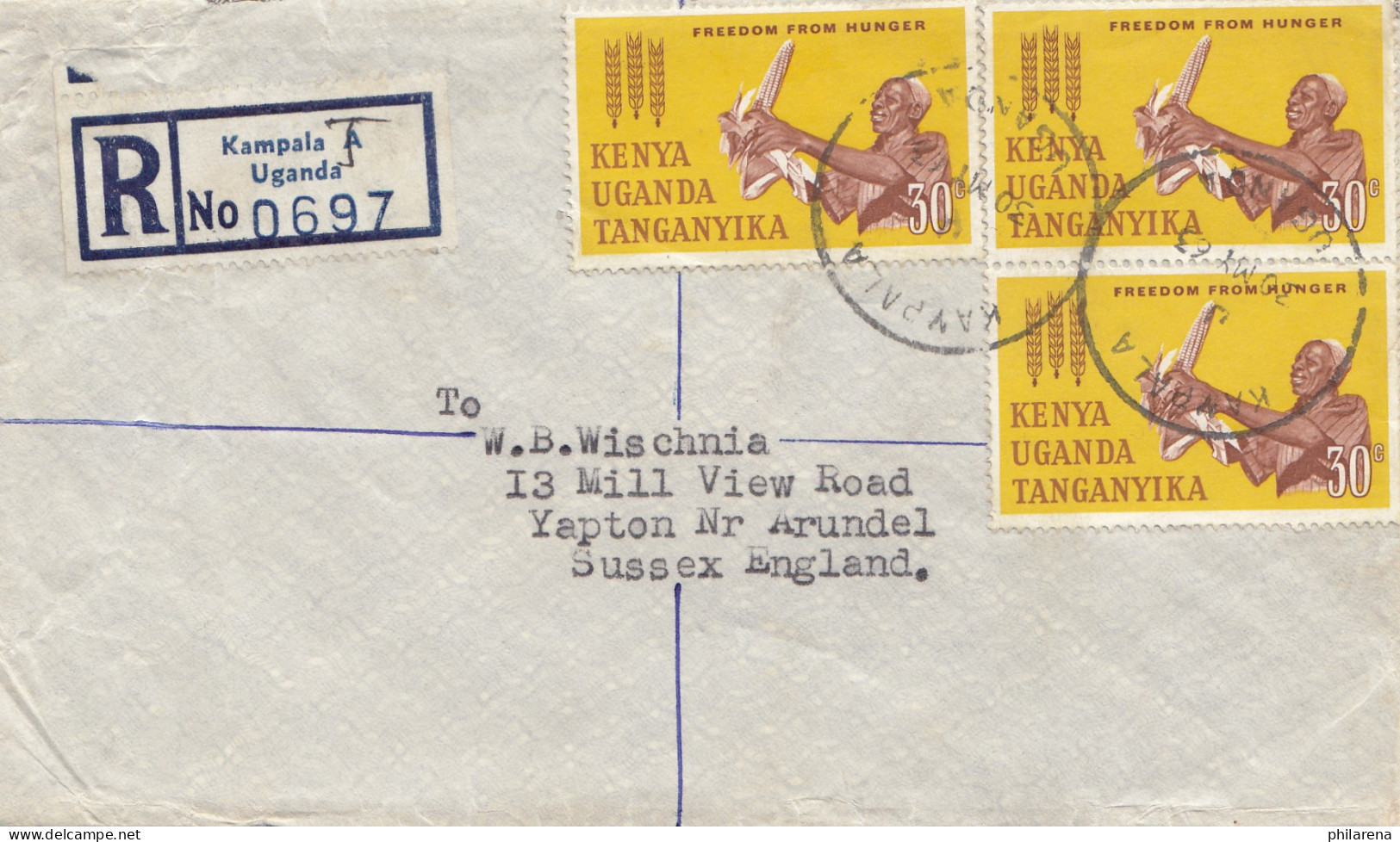 Uganda: 1963: Registered Kampala To Sussex/England - Uganda (1962-...)