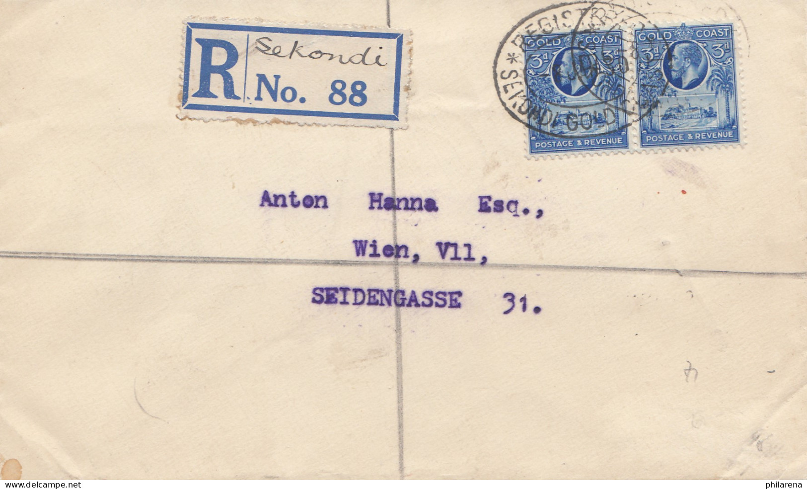 Gold Coast: 1930: Registered Sekondi To Vienna/Austria - Ghana (1957-...)