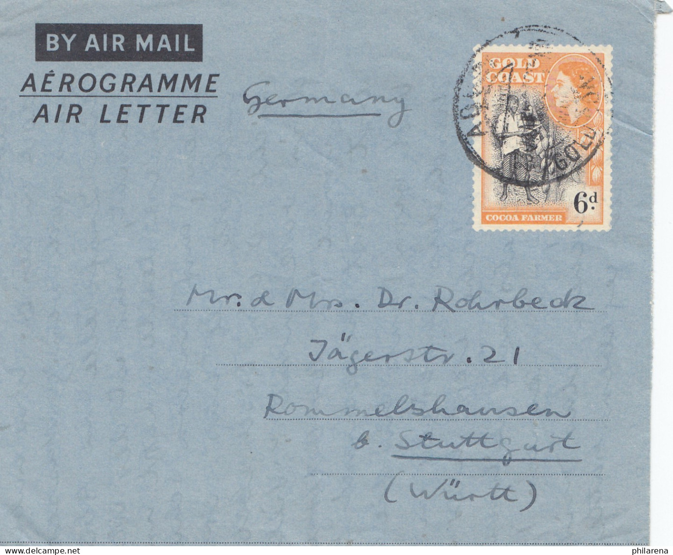 Gold Coast: Letter Aburi Prosbyterian Training College To Stuttgart - Ghana (1957-...)