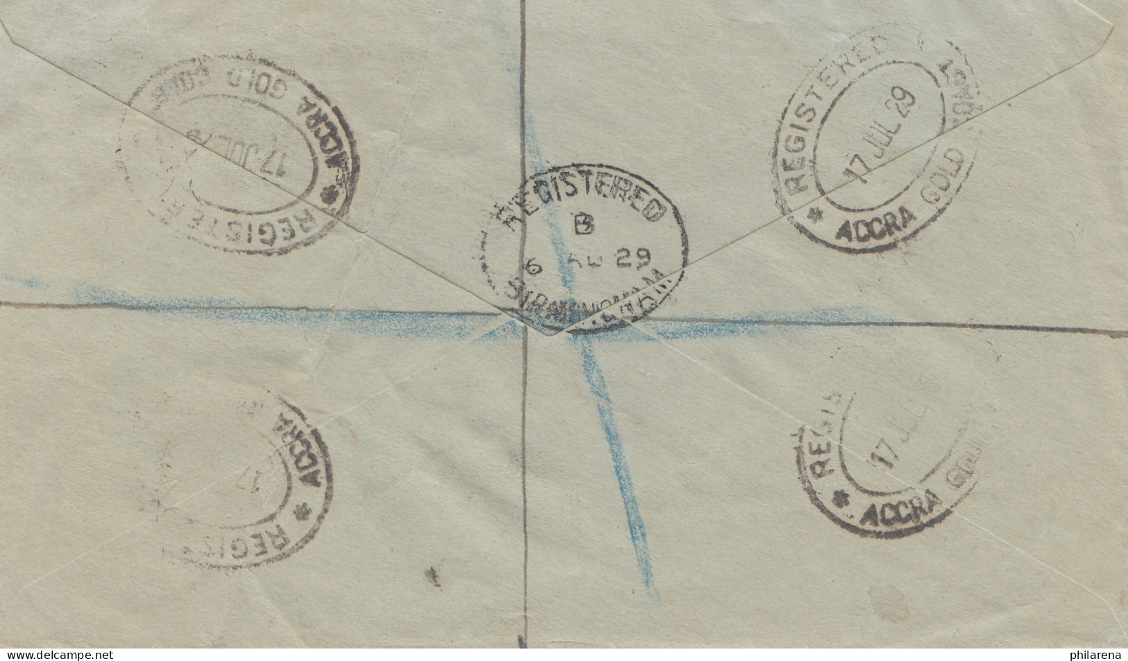 Gold Coast: Registered Aggra To Birmingham 1929 - Ghana (1957-...)