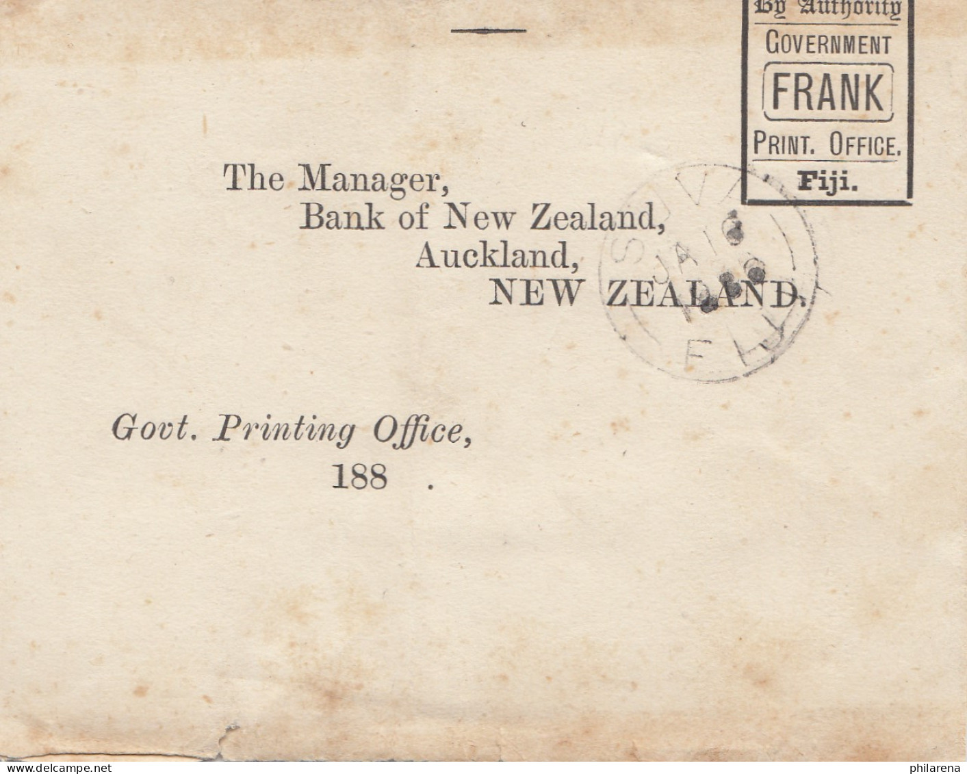 Fiji: Wrapper To New Zealand, By Authority Government Frank; O.H.M.S. On Top - Fiji (1970-...)