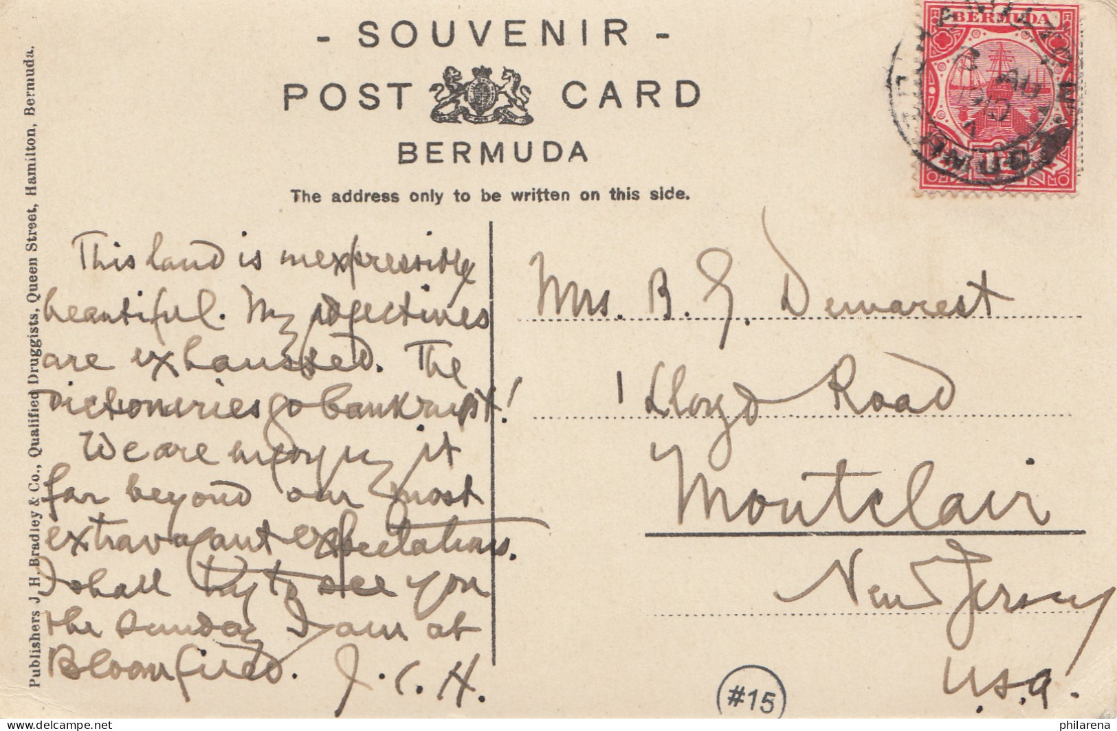 Bermuda: 1910: Post Card To New Jersey - Bermudas