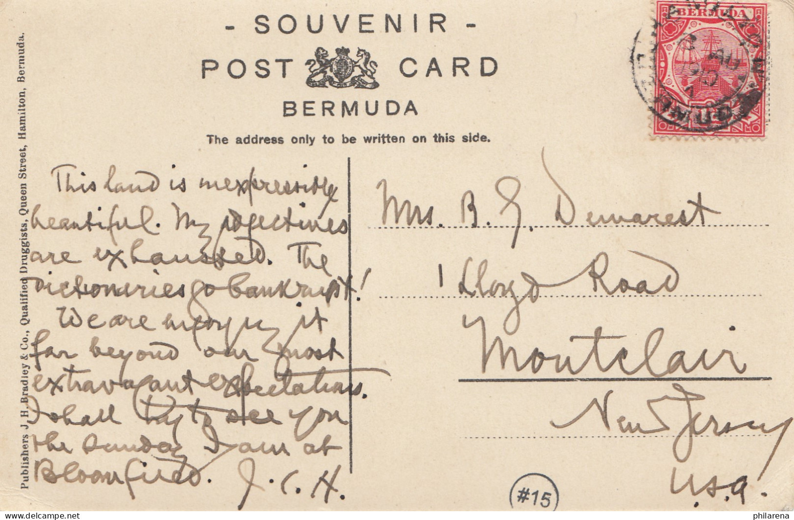 Bermuda: 1910: Post Card To New Jersey - Bermudes