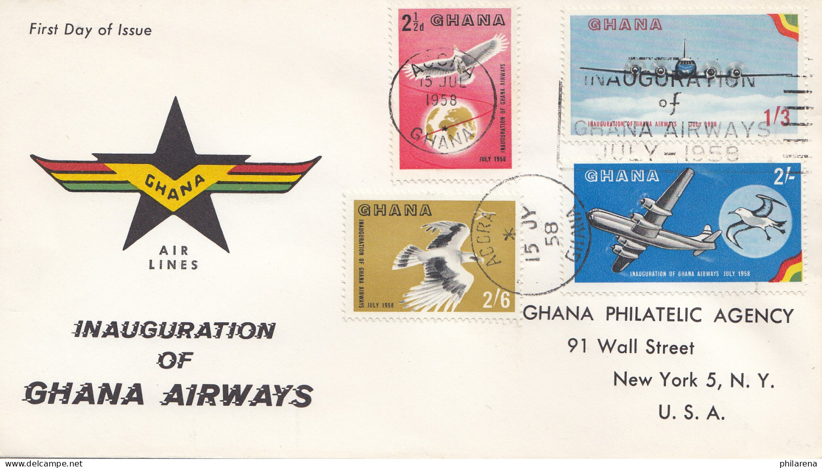 Ghana: 1958: Ghana Airways FDC To New York - Ghana (1957-...)