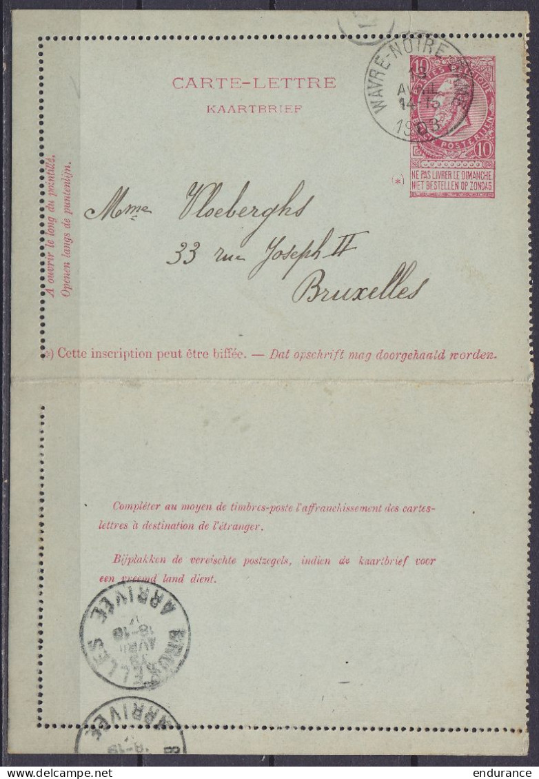 EP Carte-lettre 10c (N°58) Càd WAVRE-NOTRE-DAME /13 AVRIL 1903 Pour BRUXELLES - Transportée Par Tramway Jusqu'à Malines  - Cartes-lettres