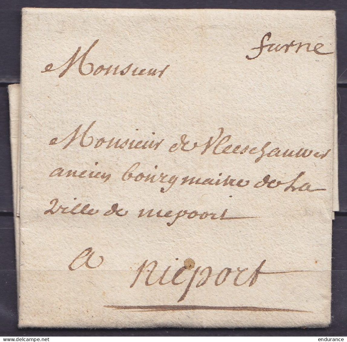 L. Datée 27 Février 1716 De VEURNE Pour NIEPORT (Nieuport) - Man. "furne" - 1714-1794 (Oesterreichische Niederlande)
