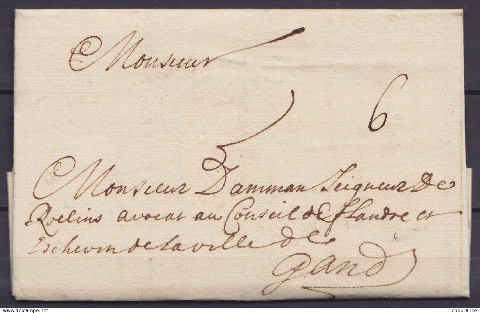 L. Datée 30 Septembre 1730 De MAESTRICHT Pour GAND - Port "6" - 1714-1794 (Paesi Bassi Austriaci)