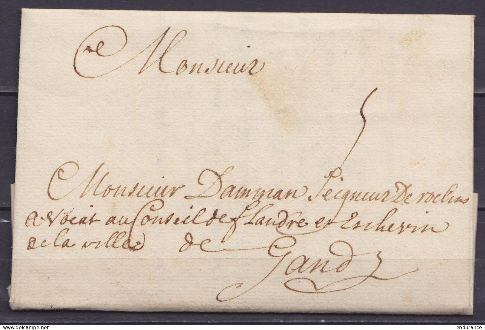 L. Datée 2 Août 1739 De MAESTRICHT Pour GAND - Port "5" - 1714-1794 (Paesi Bassi Austriaci)