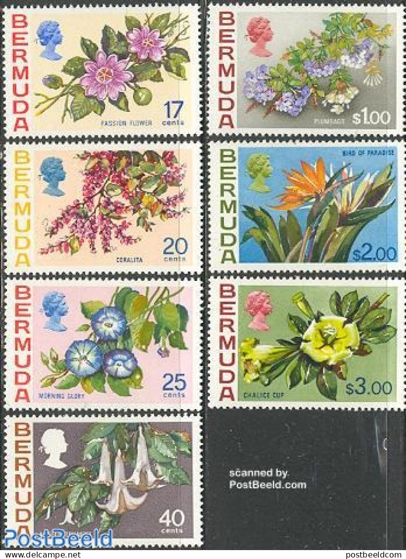 Bermuda 1975 Definitives, Flowers 7v, Mint NH, Nature - Flowers & Plants - Bermudes