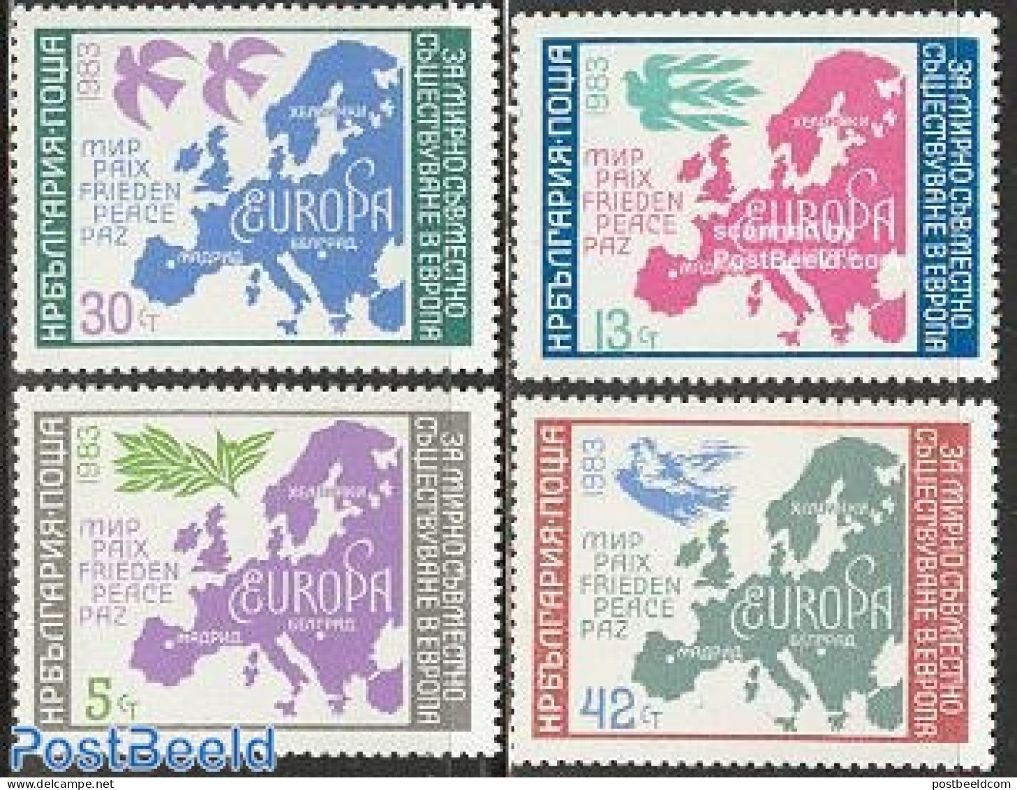 Bulgaria 1983 European Safety Conference 4v, Mint NH, History - Various - Europa Hang-on Issues - Maps - Nuevos