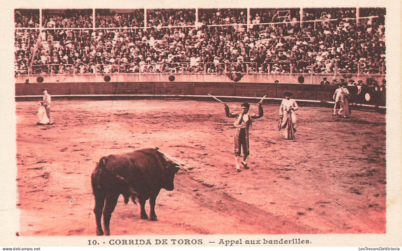 CORRIDA - Corrida De Toros - Appel Aux Banderilles - Le Taureau Sur Le Point D'attaquer - Animé - Carte Postale Ancienne - Corridas