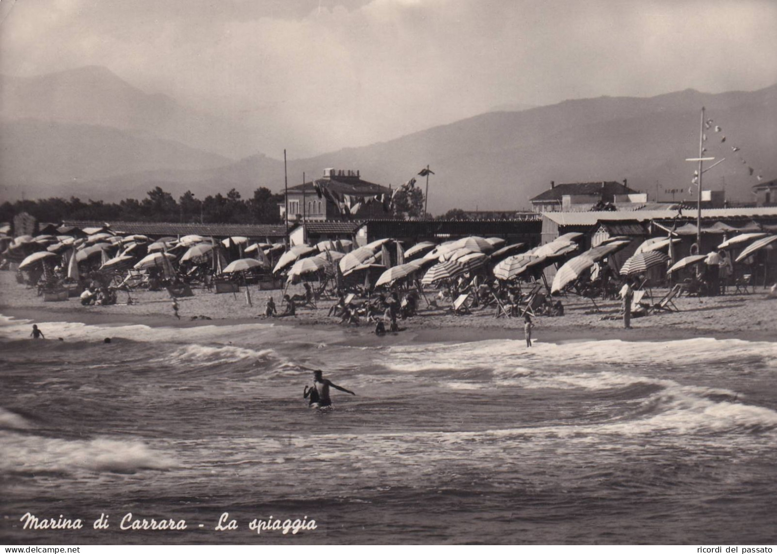 Cartolina Marina Di Carrara ( Carrara ) La Spiaggia - Carrara