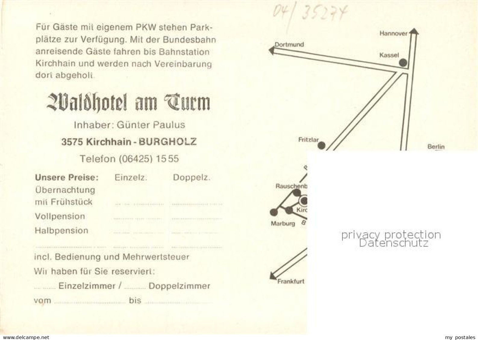 73648782 Burgholz Kirchhain Waldhotel Am Turm Gastraeume Scherenbahn Burgholz Ki - Kirchhain