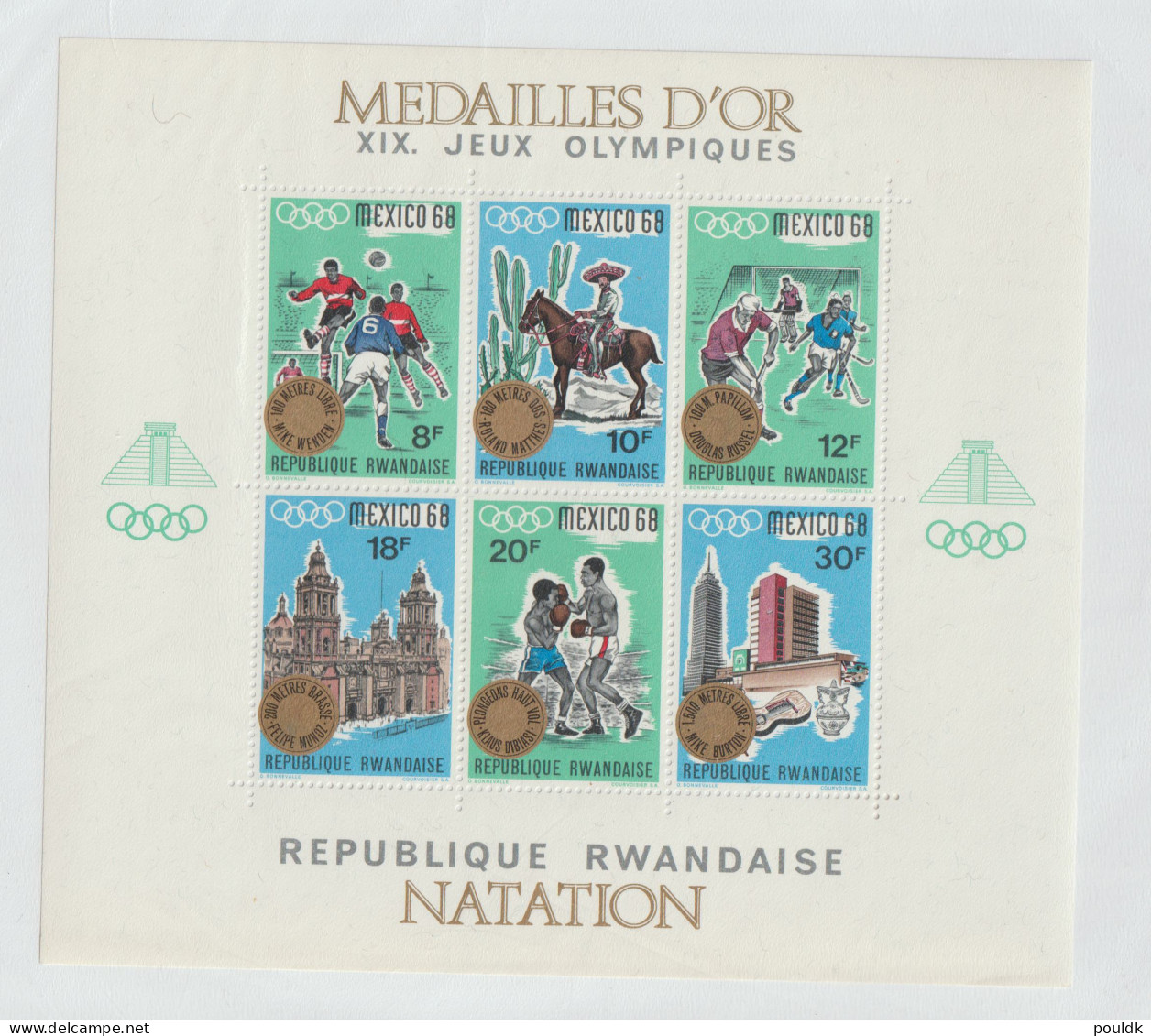 Rwanda 1968 Olympic Games In Mexico Souvenir Sheet MNH/**. Postal Weight Approx 40 Gramms. Please Read Sales - Estate 1968: Messico