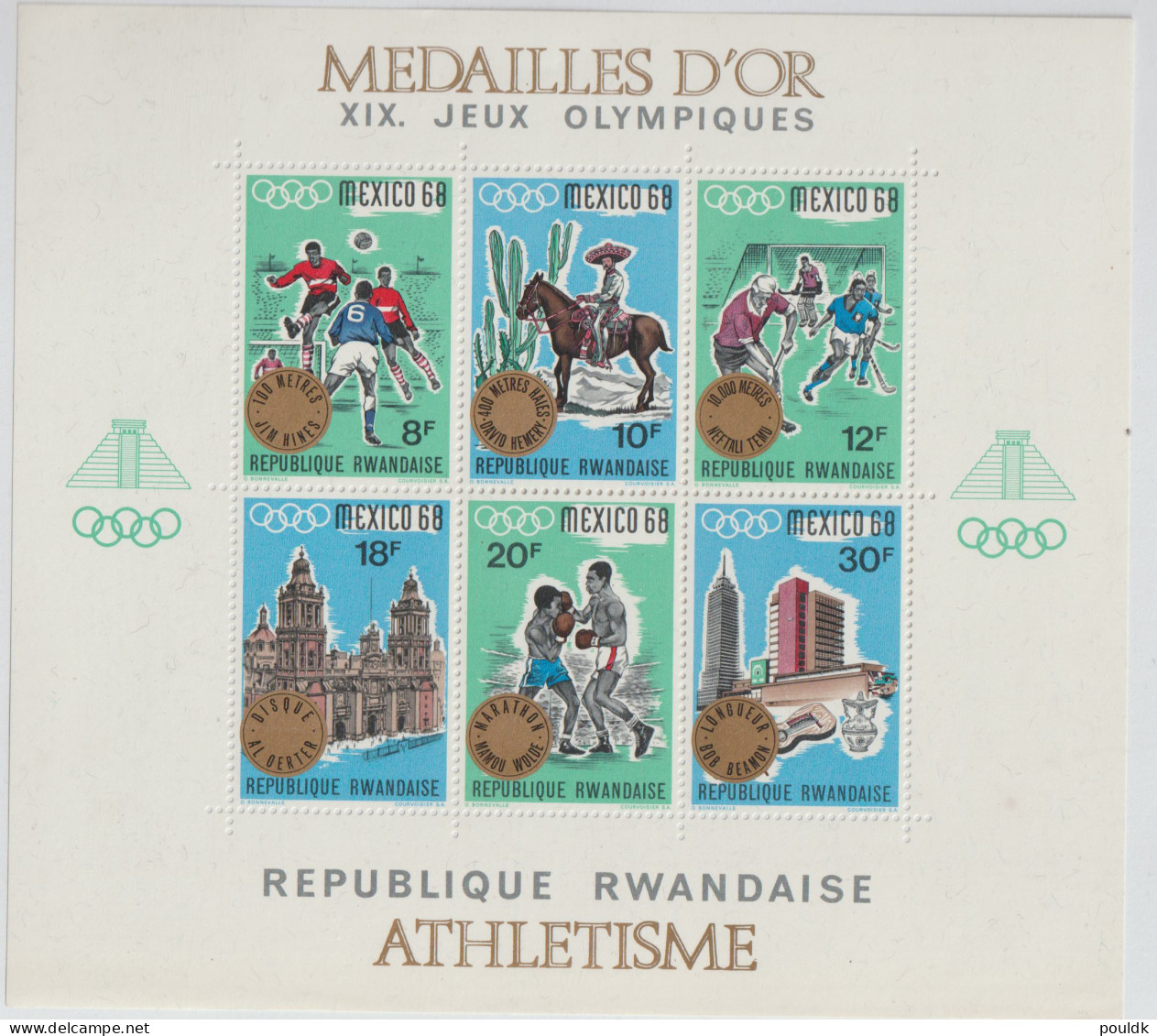 Rwanda 1968 Olympic Games In Mexico Souvenir Sheet MNH/**. Postal Weight Approx 40 Gramms. Please Read Sales - Verano 1968: México