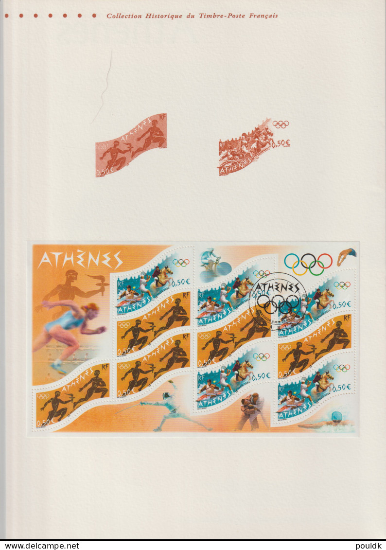 France 2004 Olympic Games Athens Souvenir Sheet Used On French Postal Folder. Postal Weight Approx 99 Gramms - Verano 2004: Atenas