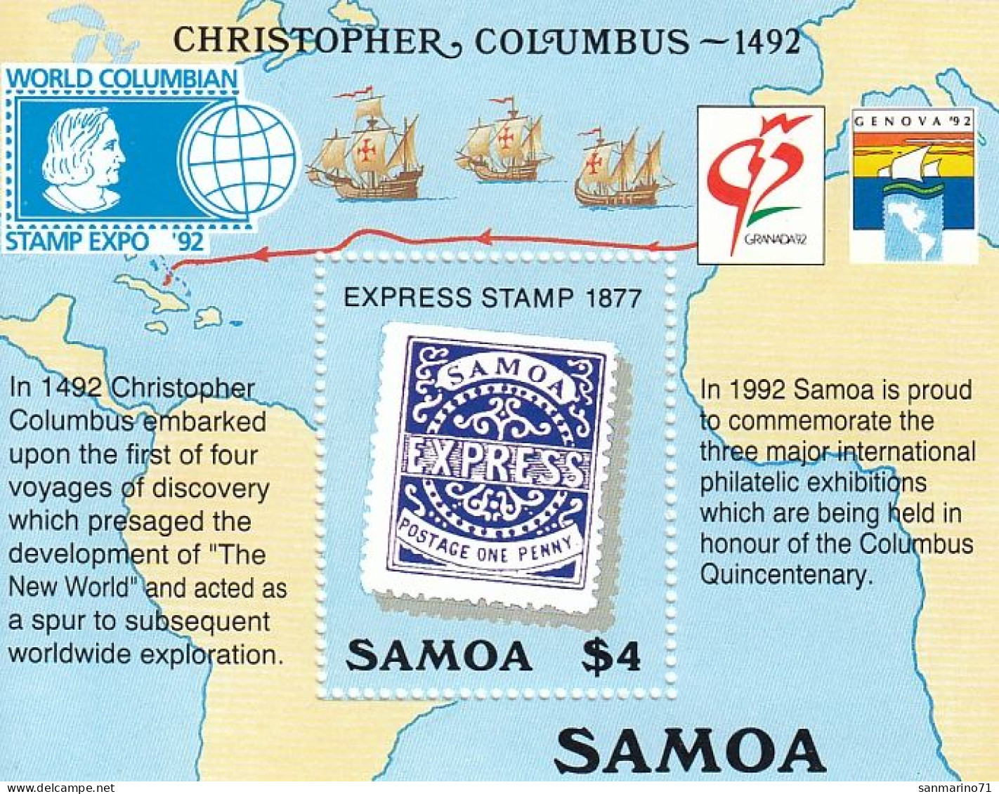 SAMOA Block 50,unused - Cristóbal Colón