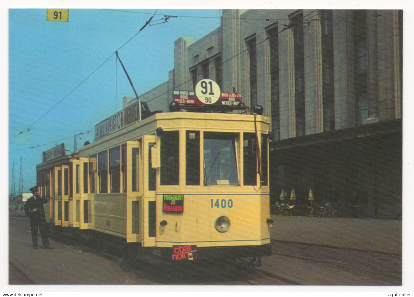 BRUXELLES - 1400  ( ANNÉES 1935 ) ET  REMORQUE (1928-31) SUR ROUTE CIRCULAIRE 91/90 - Strassenbahnen