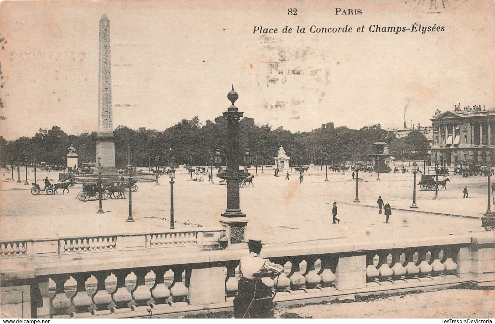 FRANCE - Paris - Vue Sur La Place De La Concorde Et Champs Elysées - Animé - Carte Postale Ancienne - Places, Squares