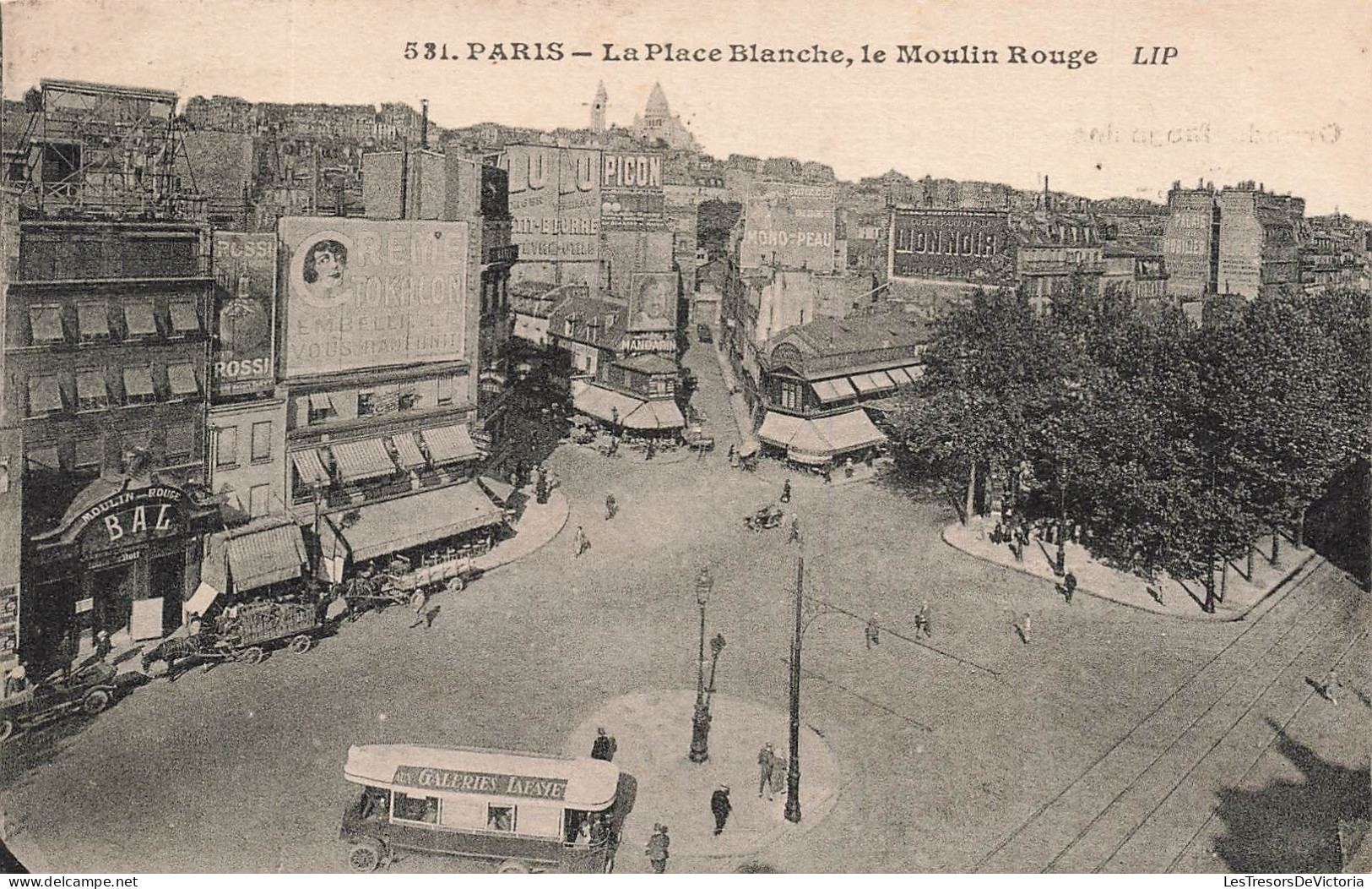 FRANCE - Paris - Vue Sur La Place Blanche Et Le Moulin Rouge - LIP - Carte Postale Ancienne - Markten, Pleinen