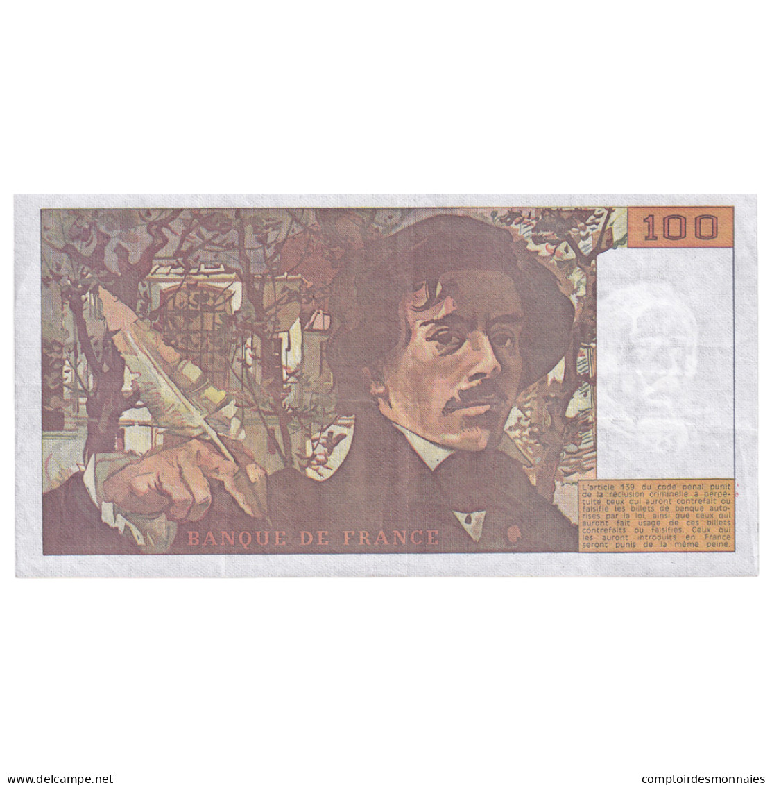 France, 100 Francs, Delacroix, 1990, O.164, TTB, Fayette:69 Bis 2.b, KM:154e - 100 F 1978-1995 ''Delacroix''