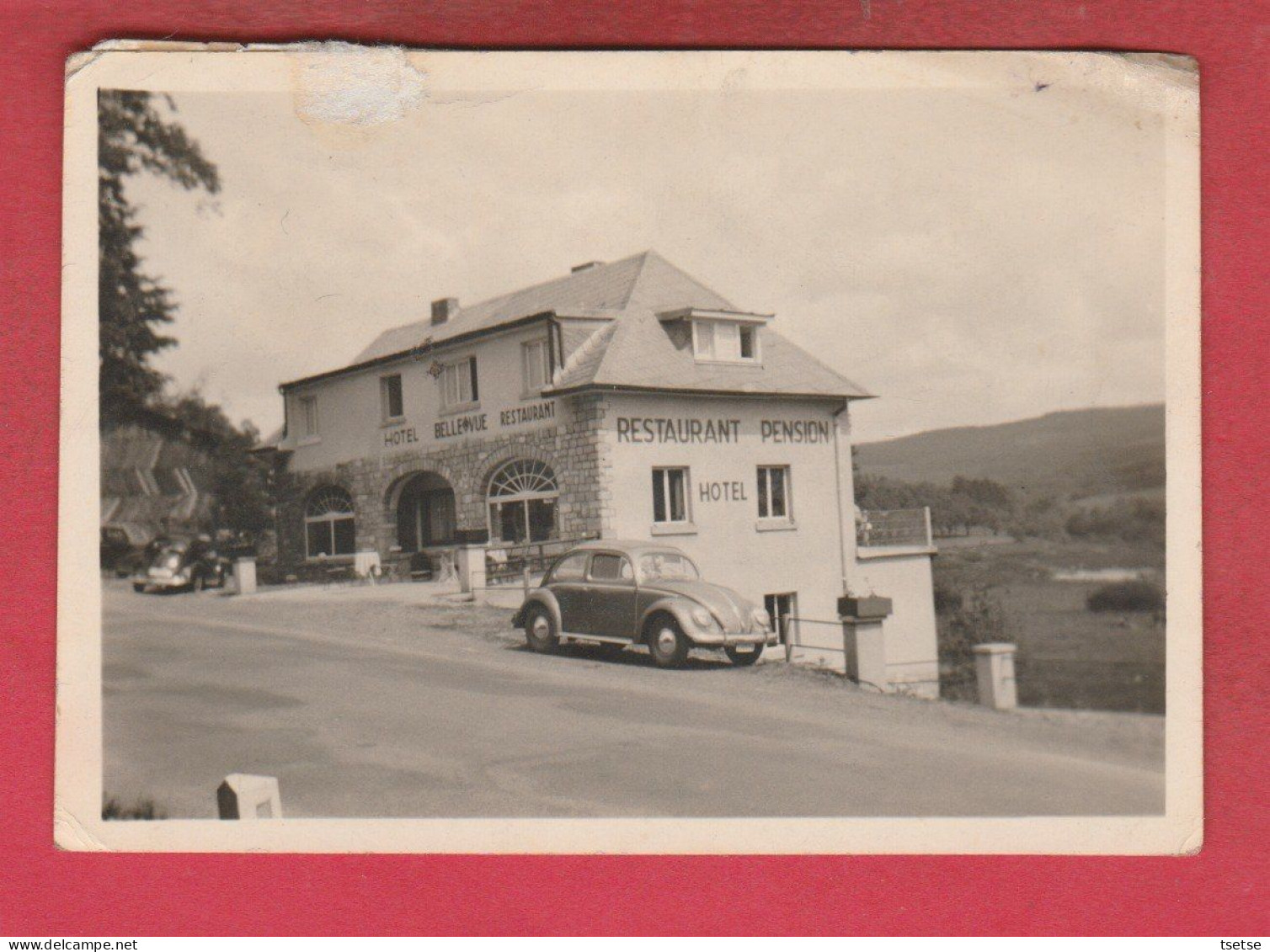 Ligneuville - Photo Hôtel-Restaurant " Bellevue "- 1954 ... Automobile VW Cox ( Voir Verso ) - Malmedy
