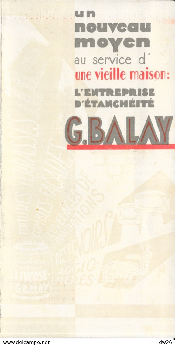 Document Commercial - Dépliant Publicitaire Entreprise D'Etanchéité G. Balay, Saint Mandé (Seine) - 1900 – 1949