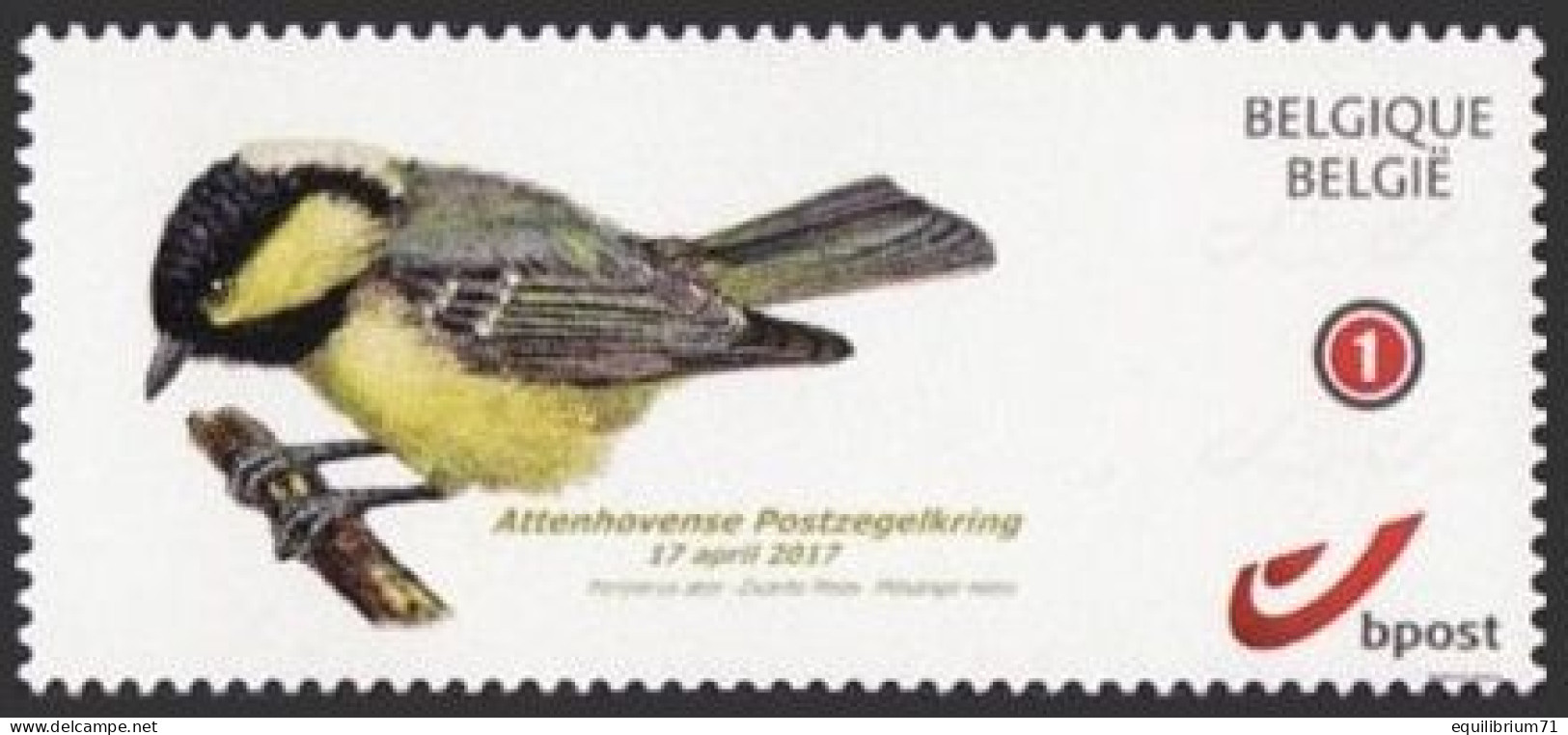 DUOSTAMP** / MYSTAMP** - Attenhovense Postzegelkring - Mésange Noire / Zwarte Mees / Schwarzmeise / Periparus Ater - Aut - Songbirds & Tree Dwellers