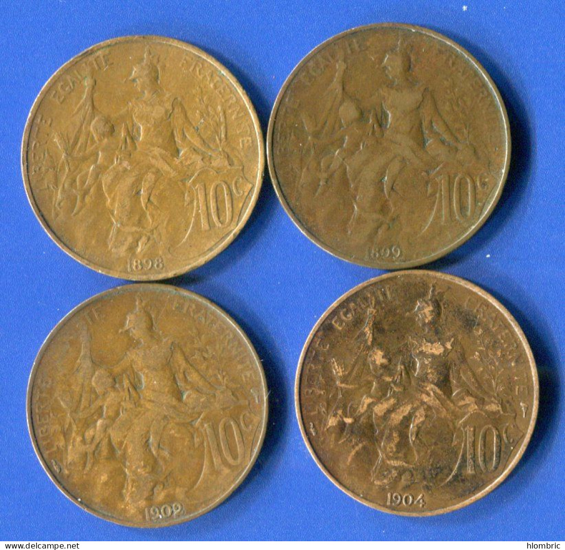 10  Cents  1898 +1899  +1902 +1904 - 10 Centimes