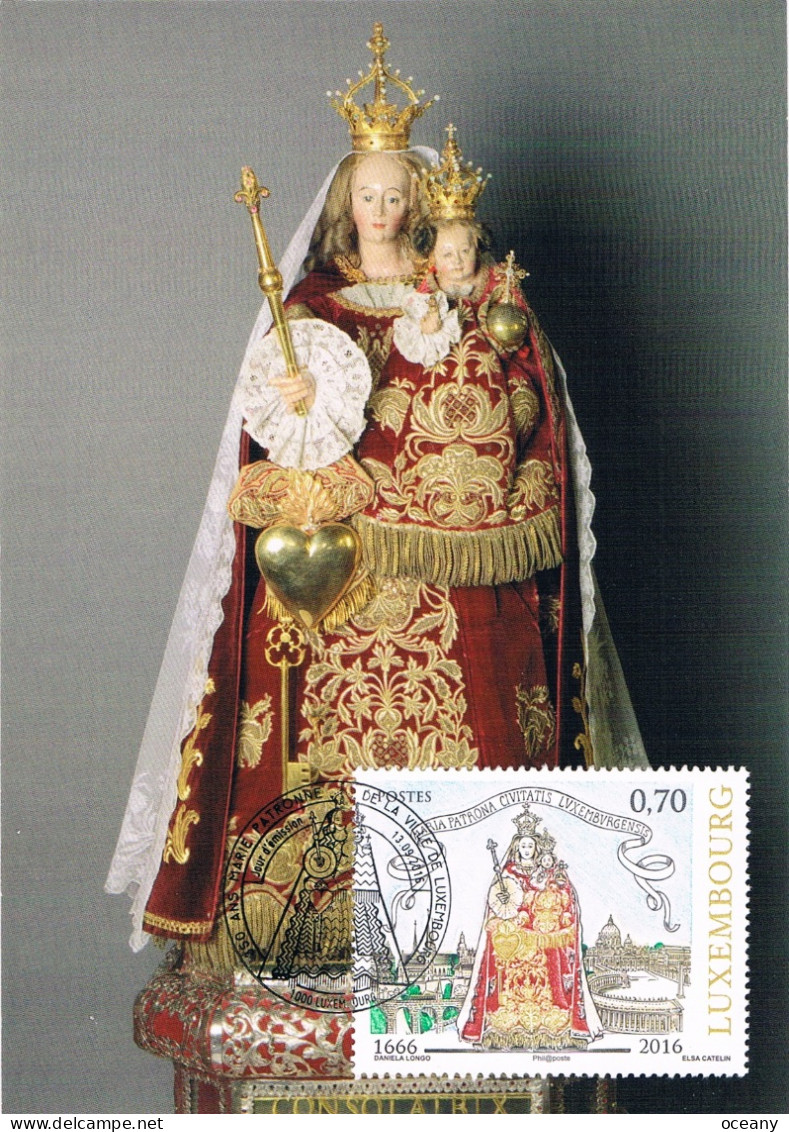 Luxembourg - 350e Anniversaire De L'élection De La Vierge Marie Comme Patronne Du Luxembourg CM 2043 (année 2016) - Cartoline Maximum