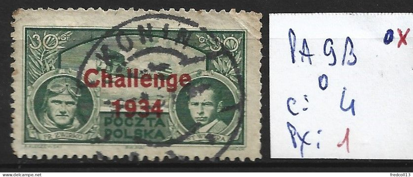 POLOGNE PA 9B Oblitéré Côte 4 € - Used Stamps